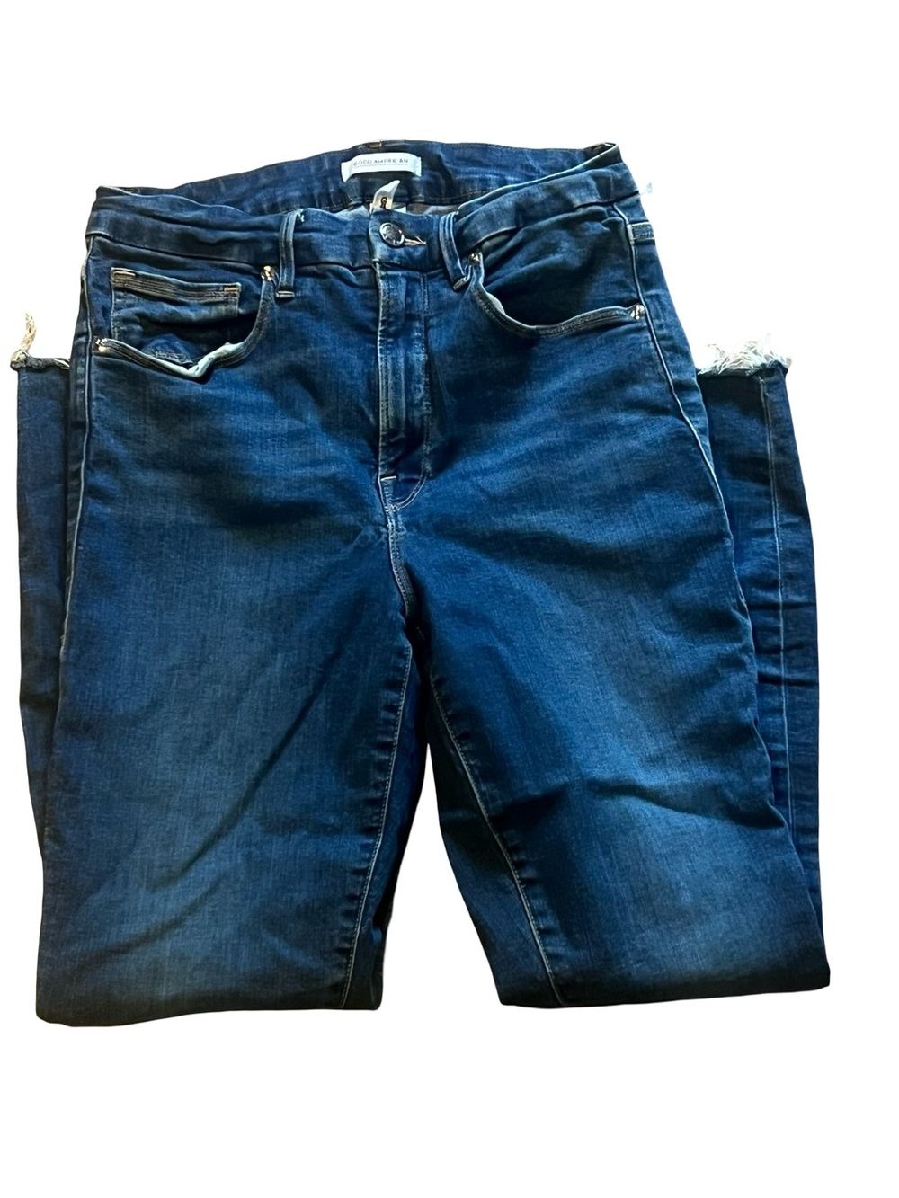 Good American good waist crop skinny jeans dark wash pants size 10/30